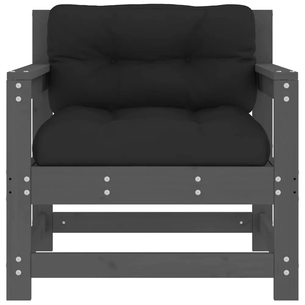 Design Ergonômico e Confortável Cadeiras de jardim com almofadões 2 pcs pinho maciço cinzento
