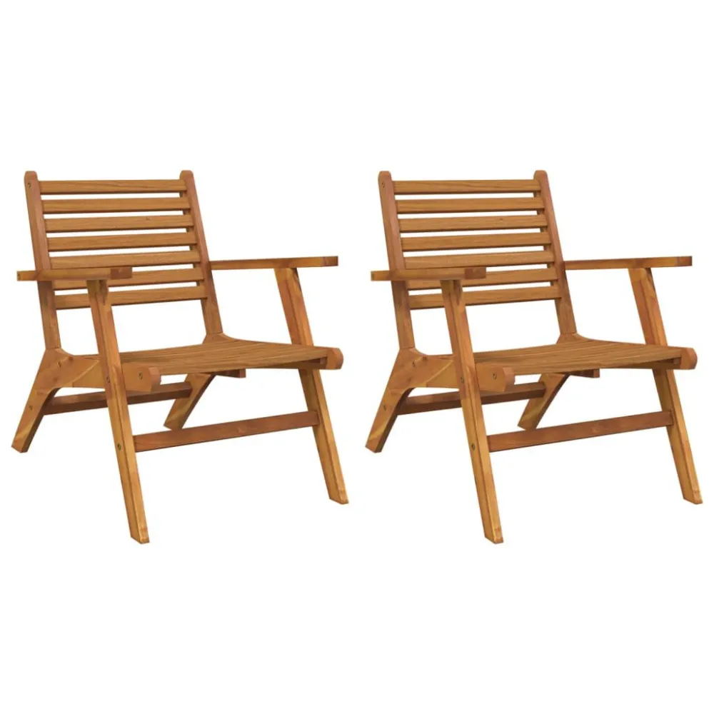 Design Ergonômico e Confortável Cadeiras de jardim 2 pcs madeira de acácia maciç