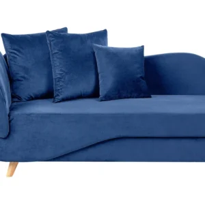 Design Ergonômico e Confortável Chaise-longue à esquerda com arrumação em veludo azul marinho MERI II