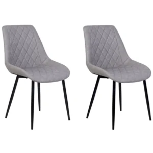 Design Ergonômico e Confortável Conjunto de 2 cadeiras de jantar em pele sintética cinzenta MARIBEL