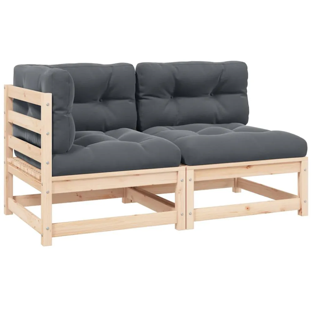 Design Ergonômico e Confortável 2 pcs conjunto lounge de jardim com almofadões pinho maciço