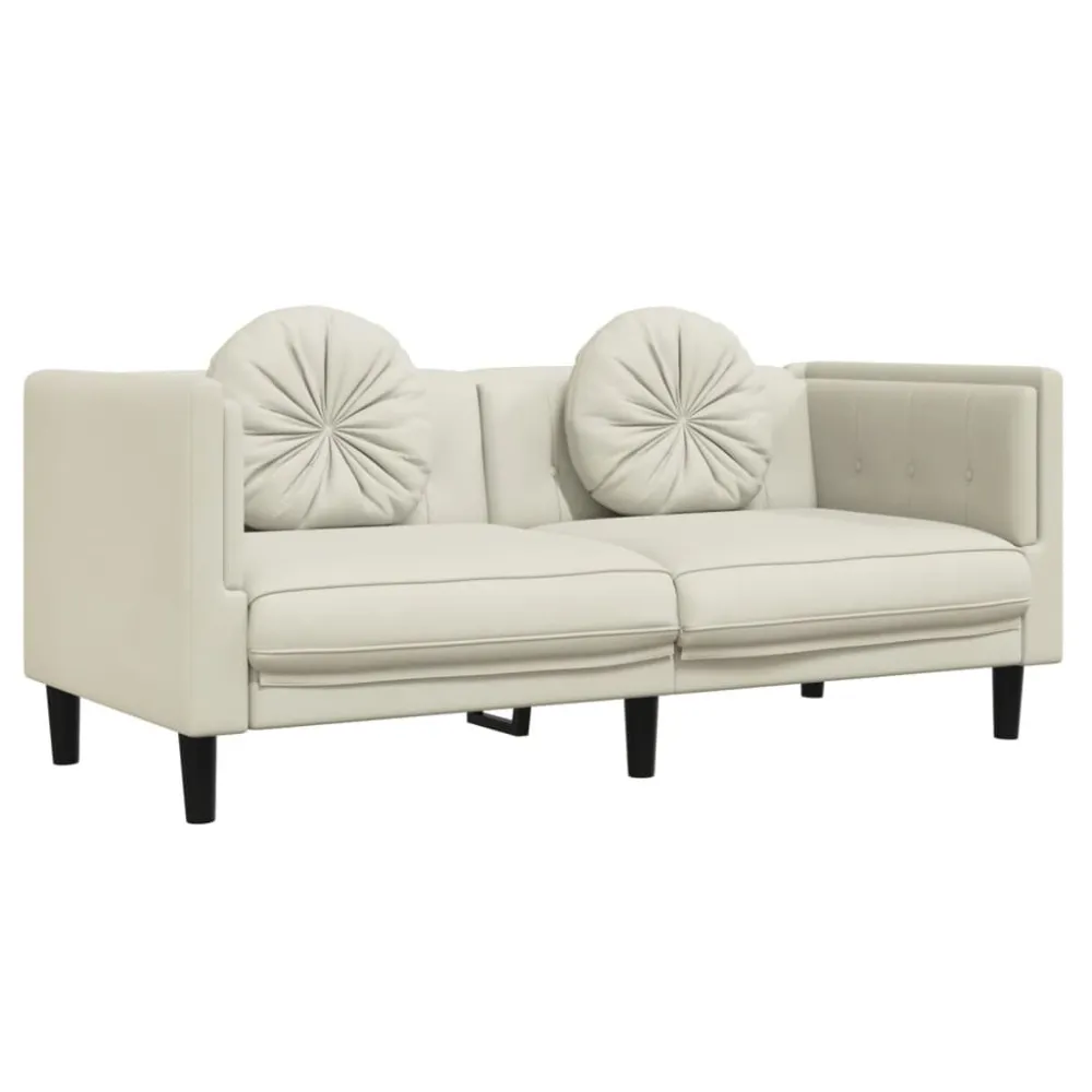 Design Ergonômico e Confortável 2 pcs conjunto de sofás com almofadas veludo cor creme