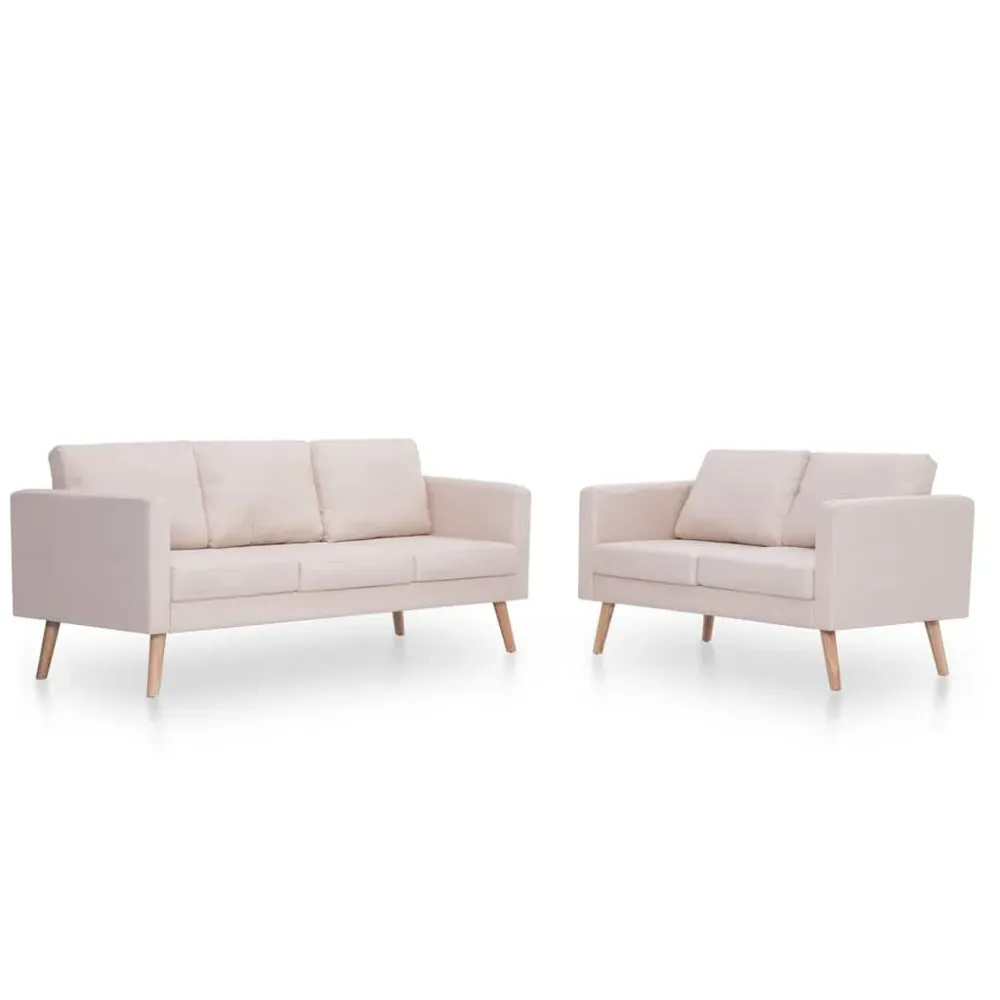Design Ergonômico e Confortável 2 pcs conjunto de sofás tecido cor creme