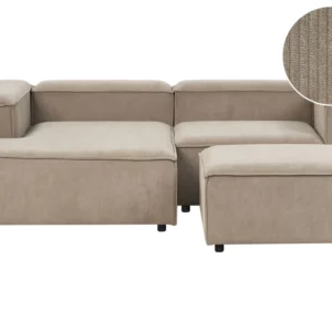 Design Ergonômico e Confortável Sofá de canto em módulos 2 lugares com repousa-pés em bombazine taupe à direita ARDAL