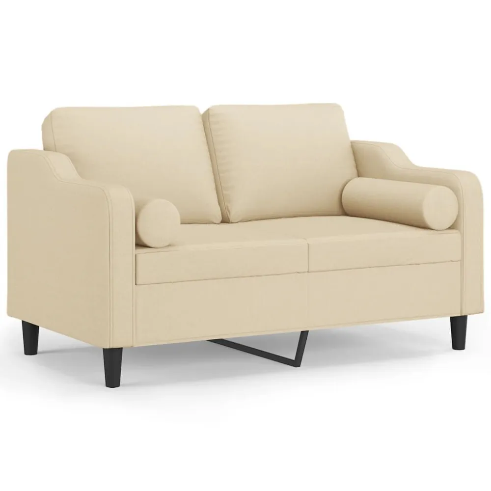 Design Ergonômico e Confortável Sofá 2 lugares + almofadas decorativas 120 cm tecido cor creme