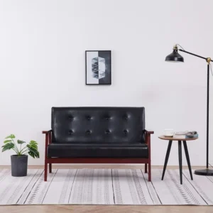Design Ergonômico e Confortável Sofá de 2 lugares couro artificial preto