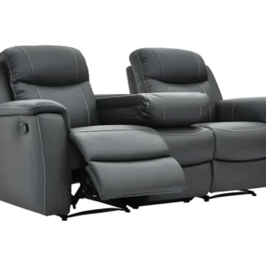 Design Ergonômico e Confortável Sofá de 2 lugares relax em pele de vaca Cinza - EVASION