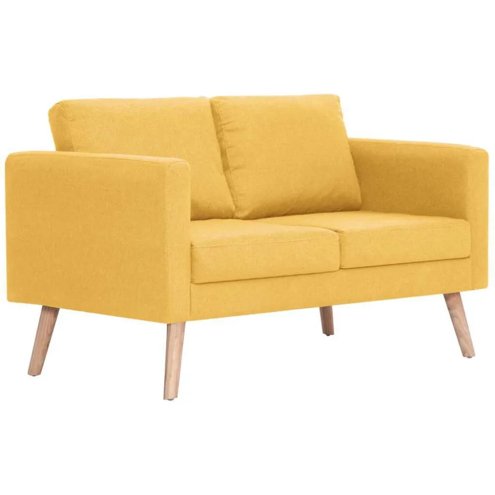 Design Ergonômico e Confortável Sofá de 2 lugares em tecido amarelo