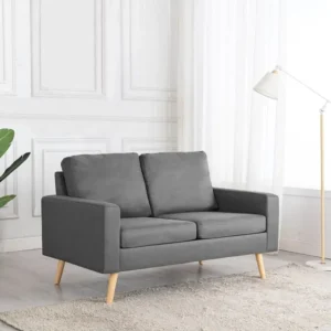 Design Ergonômico e Confortável Sofá de 2 lugares em tecido cinzento-claro