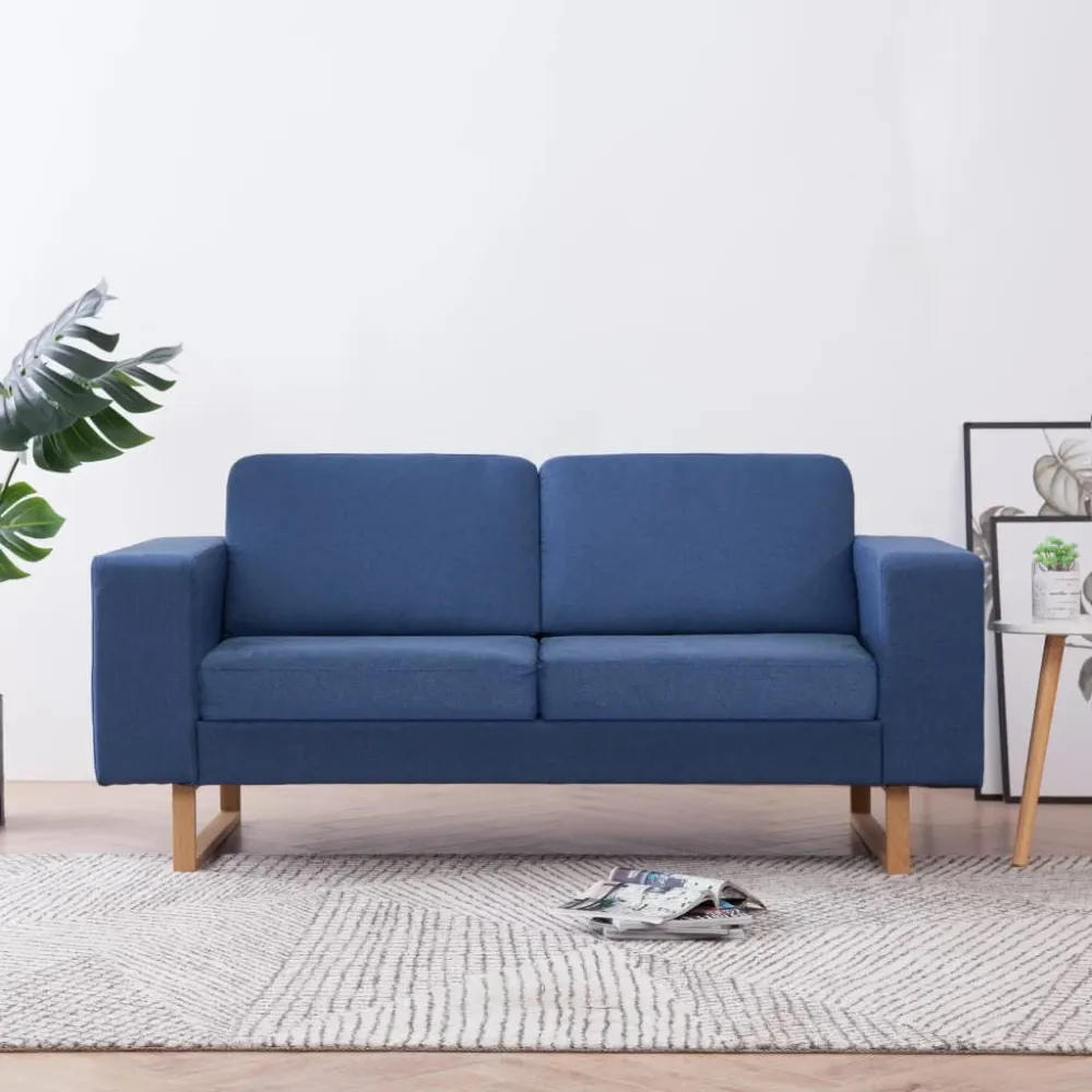 Design Ergonômico e Confortável Sofá de 2 lugares em tecido azul