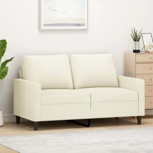 Design Ergonômico e Confortável Sofá de 2 lugares veludo 120 cm cor creme