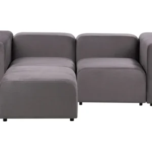 Design Ergonômico e Confortável Sofá modular 2 lugares com repousa-pés em veludo cinzento turvo FALSTERBO