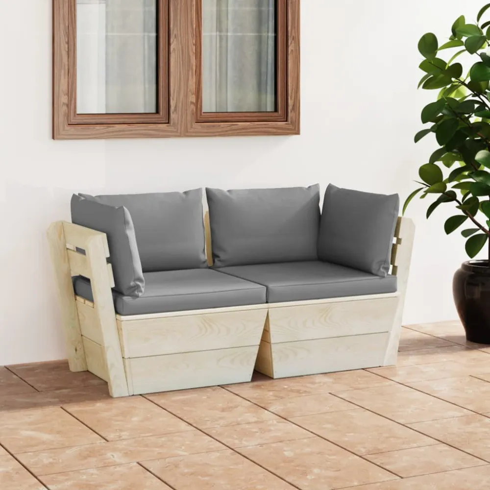 Design Ergonômico e Confortável Sofá paletes 2 lugares para jardim com almofadões madeira de abeto
