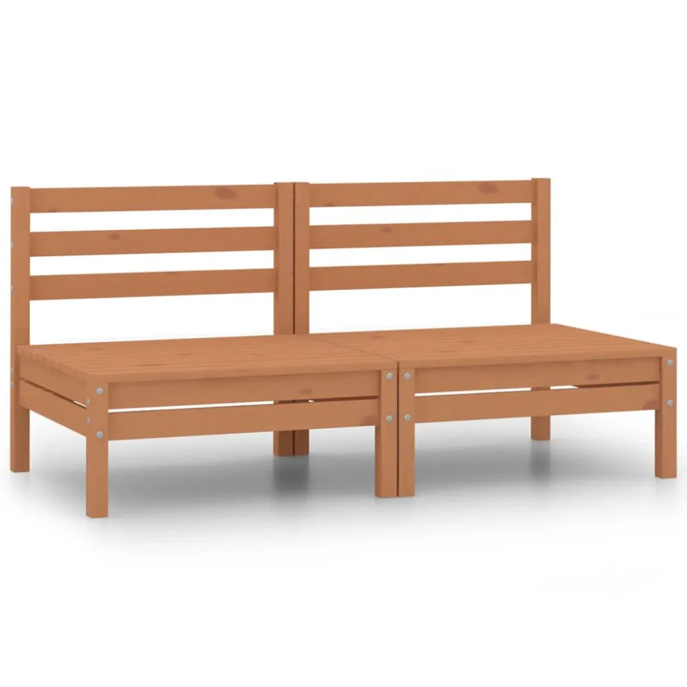 Design Ergonômico e Confortável Sofás de centro para jardim 2 pcs pinho maciço castanho mel