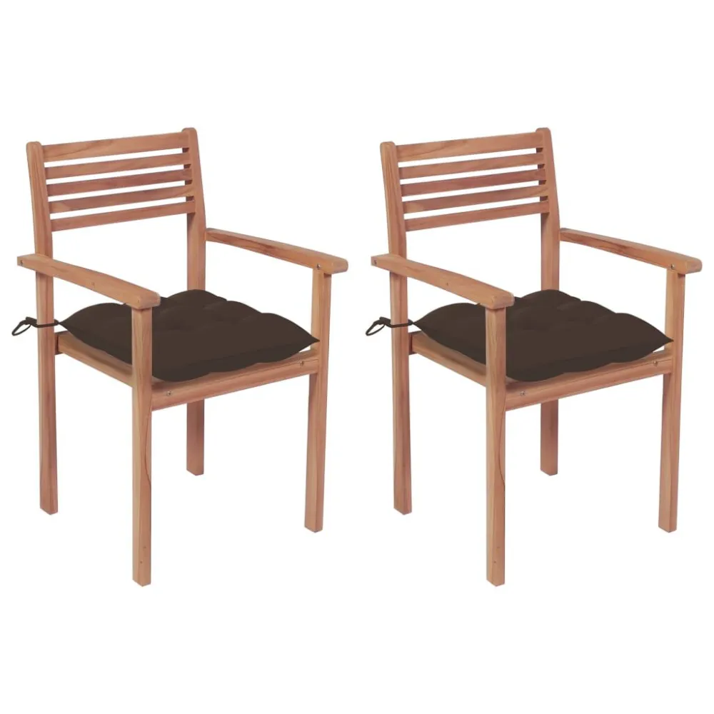 Espreguiçadeira de Exterior Cadeiras de jardim com almofadões cinza-acast. 2 pcs teca maciç