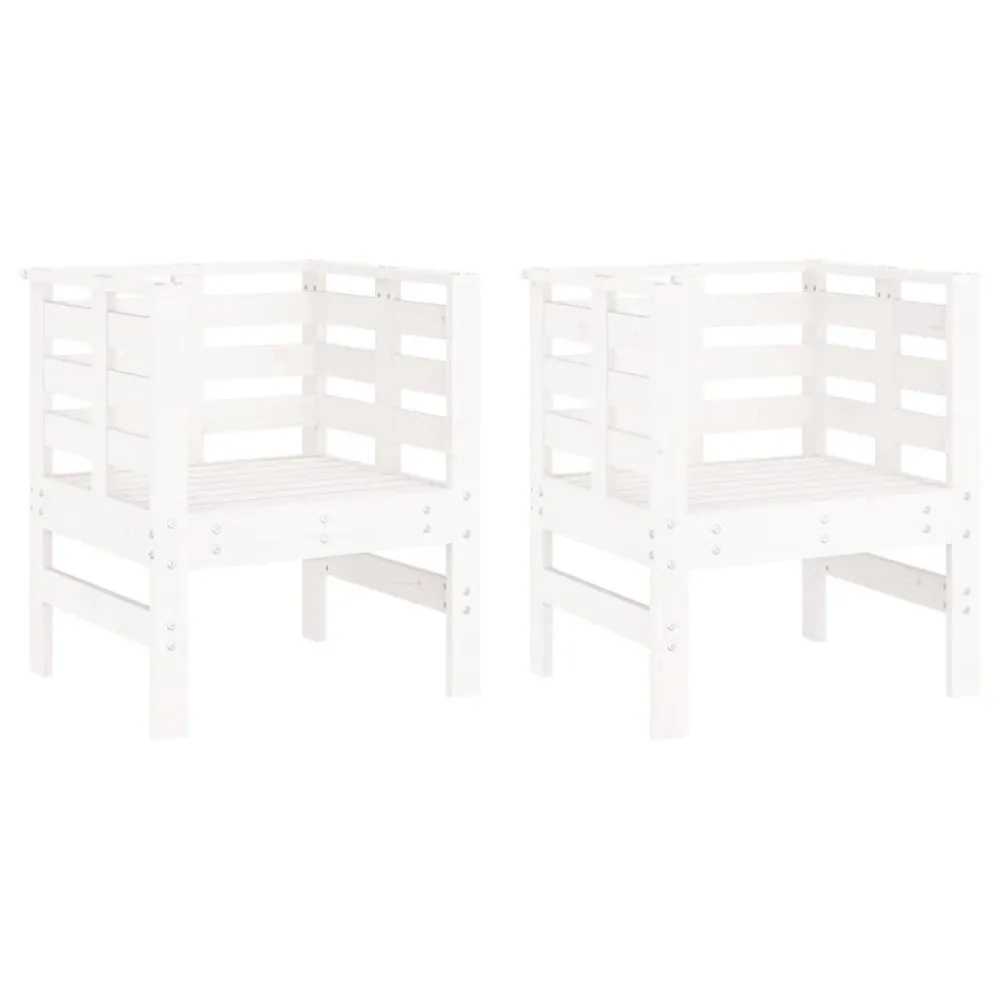 Espreguiçadeira de Exterior Cadeiras de jardim 2 pcs 61,5x53x71 cm pinho maciço branco