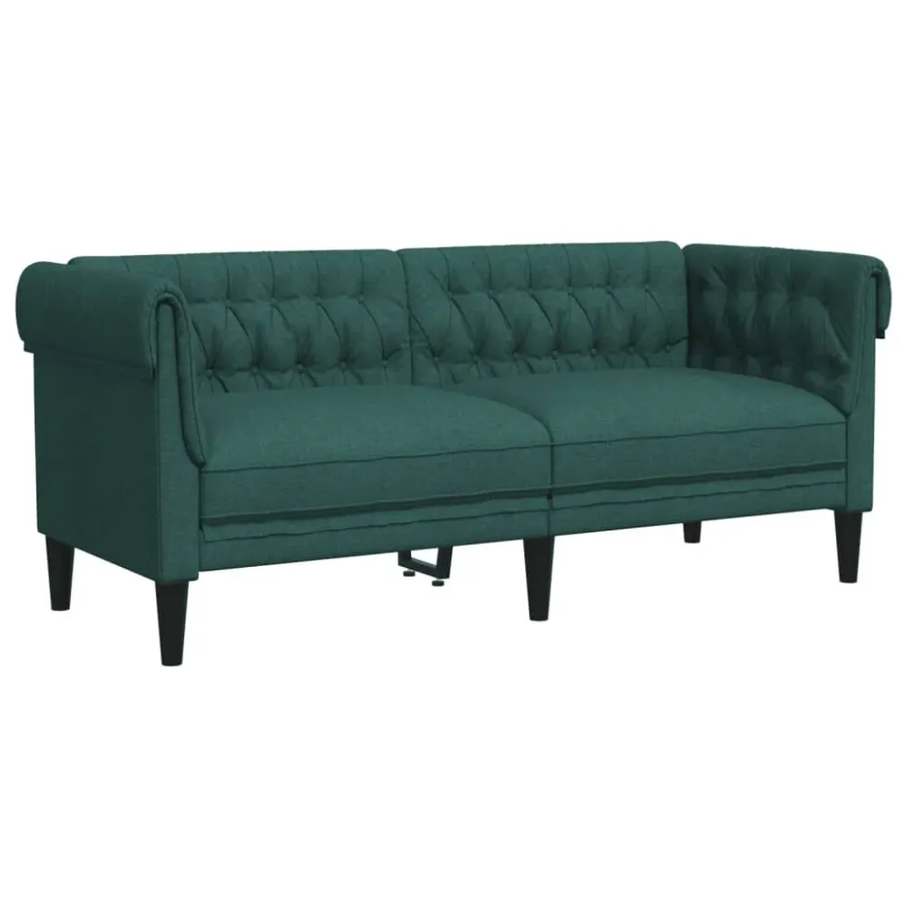 Espreguiçadeira de Exterior 2 pcs conjunto de sofás tecido verde-escuro