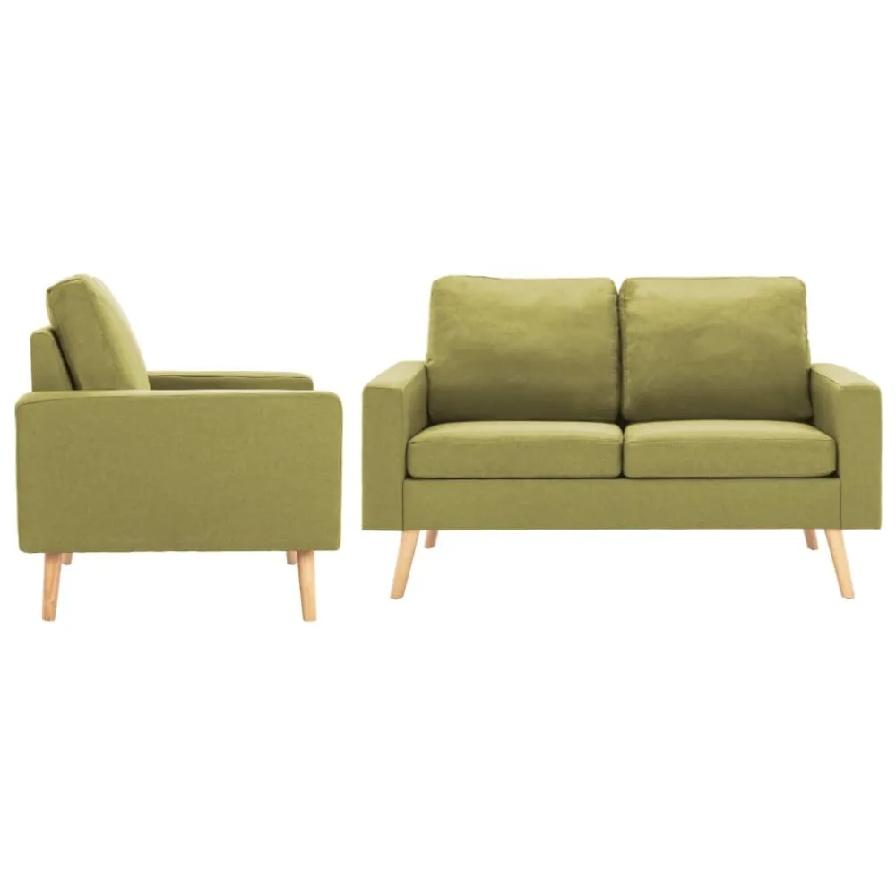 Espreguiçadeira de Exterior 2 pcs conjunto de sofás tecido verde