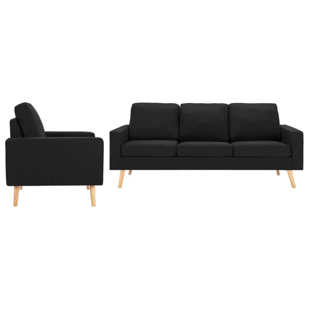 Espreguiçadeira de Exterior 2 pcs conjunto de sofás tecido preto