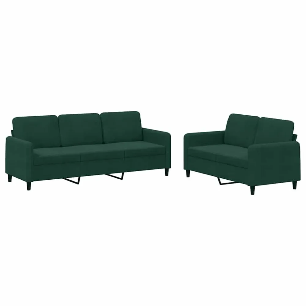 Espreguiçadeira de Exterior 2 pcs conjunto de sofás veludo verde-escuro
