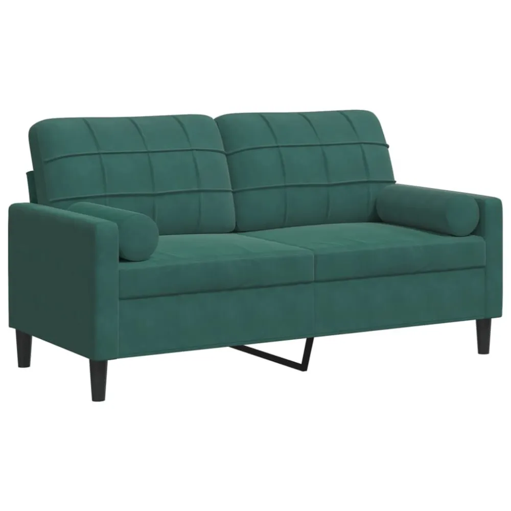 Espreguiçadeira de Exterior Sofá 2 lug. com almofadas decorativas 140cm veludo verde-escuro