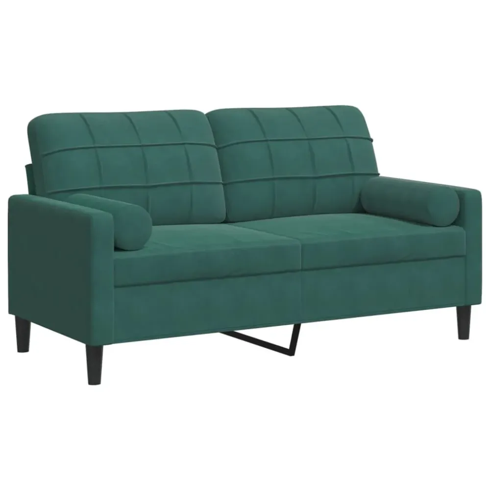 Espreguiçadeira de Exterior Sofá 2 lug. com almofadas decorativas 140cm veludo verde-escuro