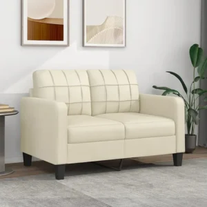 Espreguiçadeira de Exterior Sofá de 2 lugares 120 cm couro artificial cor creme