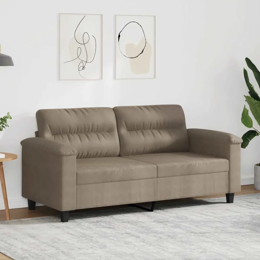 Espreguiçadeira de Exterior Sofá de 2 lugares 140 cm tecido de microfibra cinza-acastanhado