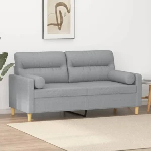 Espreguiçadeira de Exterior Sofá 2 lugares + almofadas decorativas 140cm tecido cinza-claro