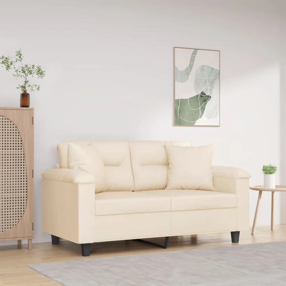 Espreguiçadeira de Exterior Sofá 2 lugares com almofadas 120 cm microfibra bege