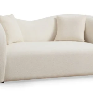 Espreguiçadeira de Exterior Sofá de 2 lugares com 2 almofadas Sankifa Tecido boucle Creme branco