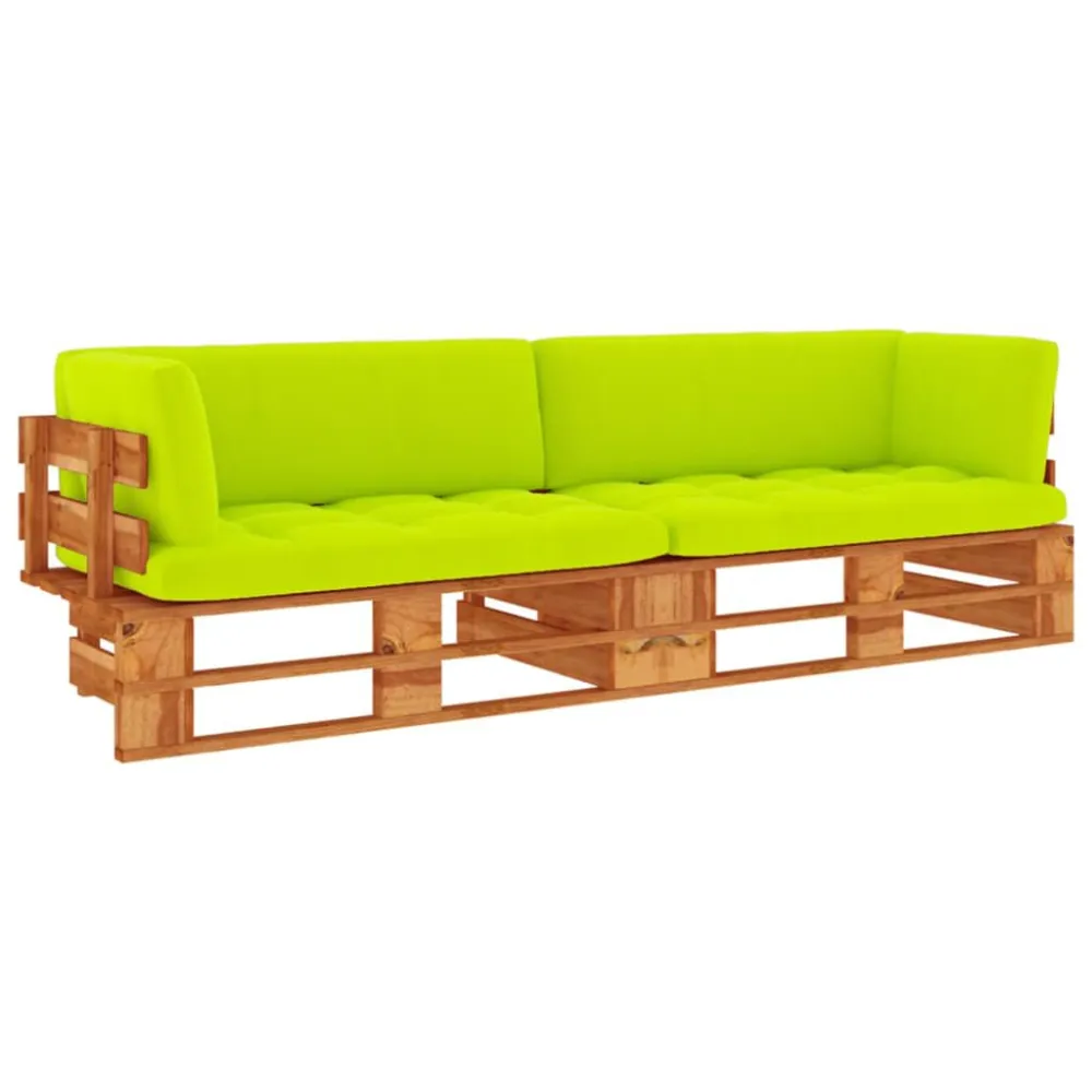Espreguiçadeira de Exterior Sofá paletes 2 lugares + almofadões pinho impreg. castanho mel