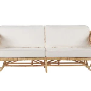 Garden Sofa DOLCEDO Rattan Bege claro 2 Seater com Almofada Inclusa