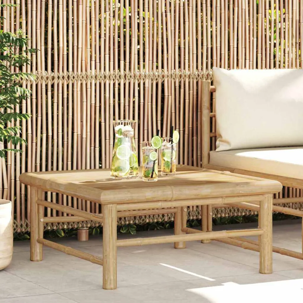 Mesa de jardim 65 x 65 x 30 cm bambu para Relaxamento ao Ar Livre