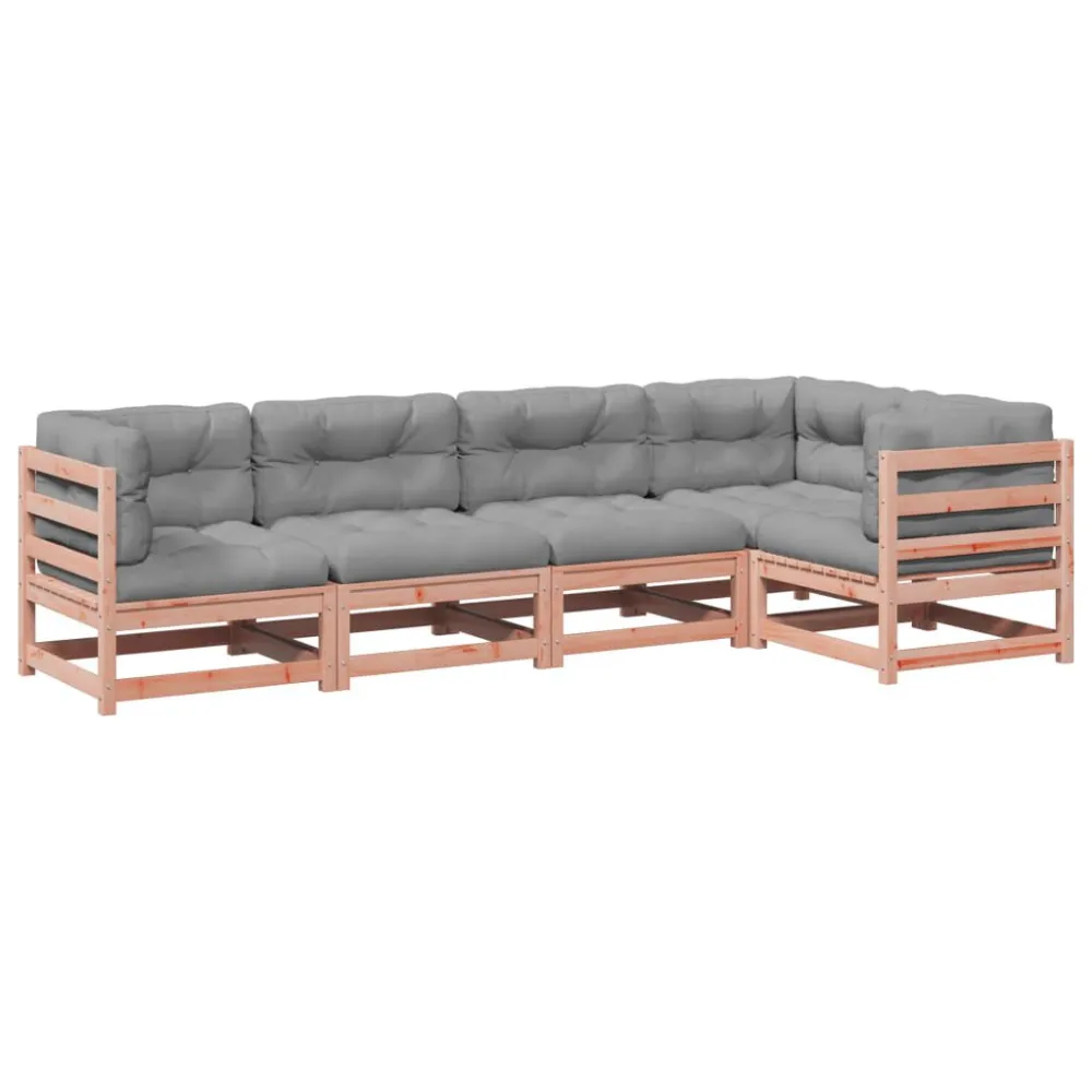 5 pcs conj. sofás jardim com almofadões madeira abeto-de-douglas | Montagem Fácil e Rápida