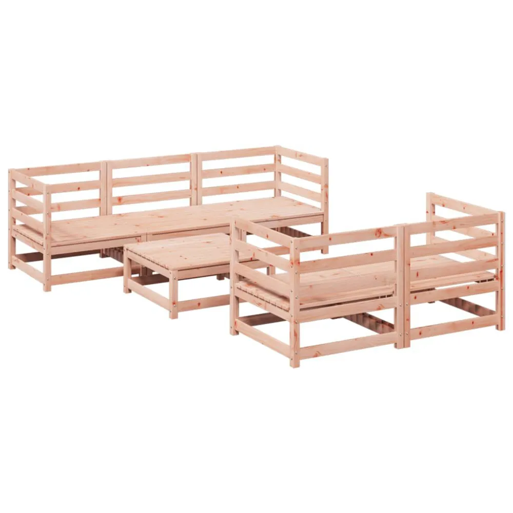 6 pcs conj. sofás jardim madeira abeto-de-douglas | Montagem Fácil e Rápida