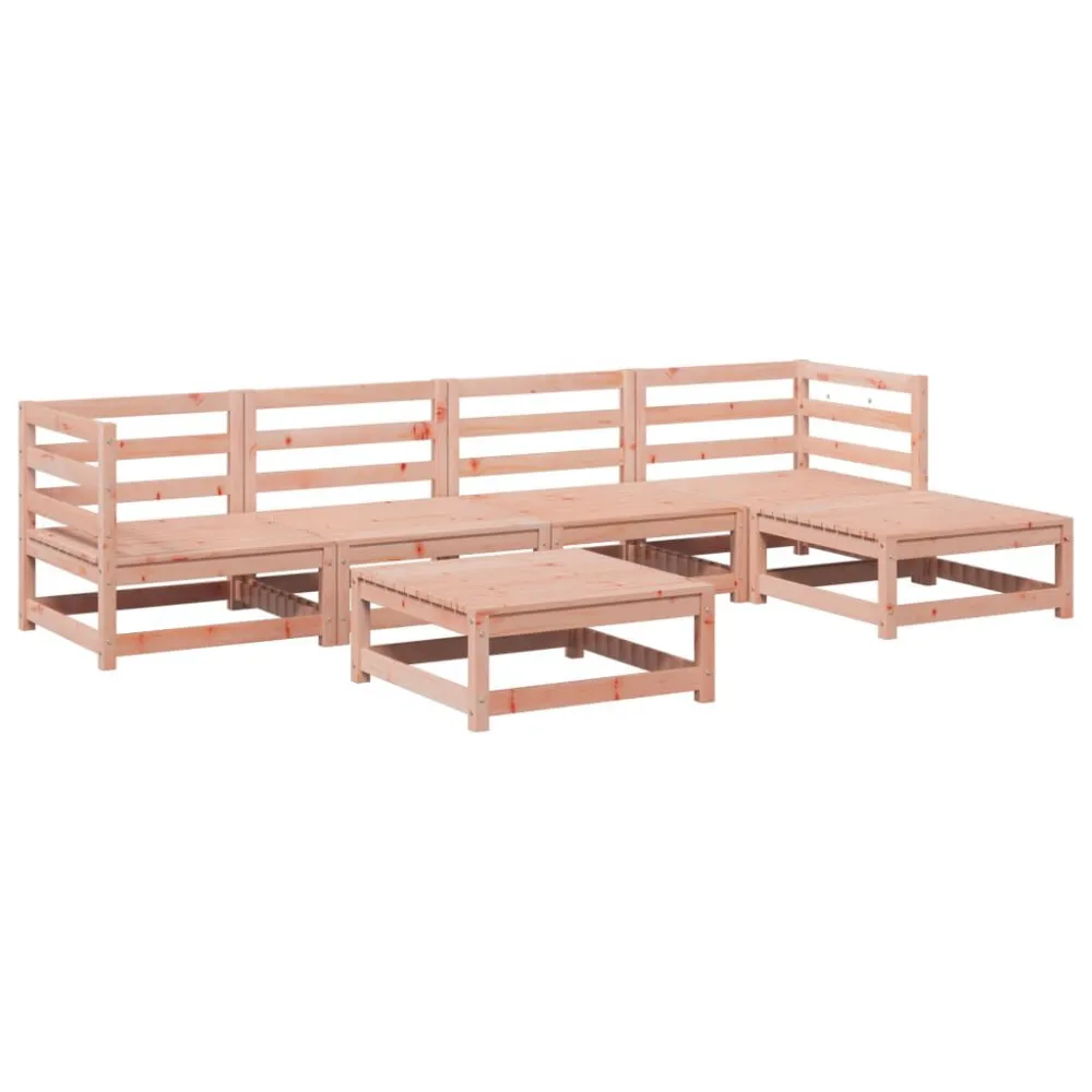 6 pcs conj. sofás jardim madeira abeto-de-douglas em Ferro Forjado