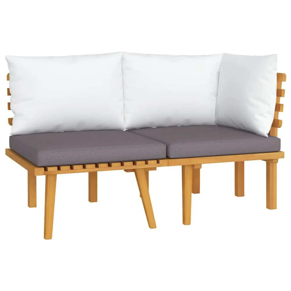 2 pcs conjunto lounge de jardim com almofadões acácia maciç Dobrável e Portátil