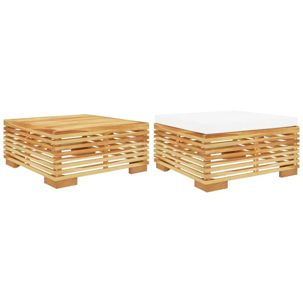 2 pcs conjunto lounge de jardim madeira de teca maciç com Apoio para Bebidas