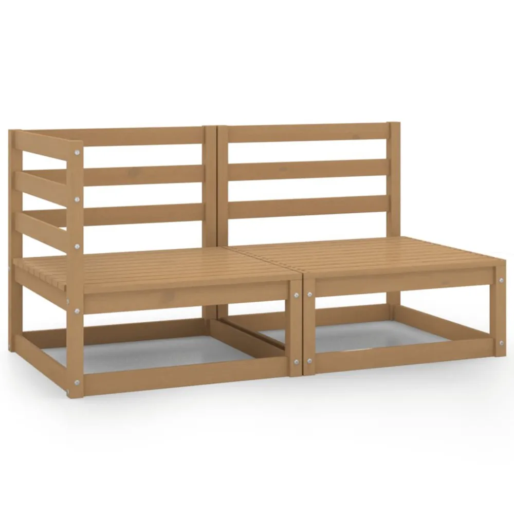 2 pcs conjunto lounge de jardim pinho maciço castanho mel para Relaxamento ao Ar Livre