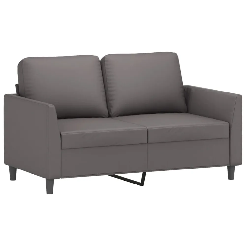 2 pcs conjunto de sofás com almofadões couro artificial cinzento com Revestimento em Textilene