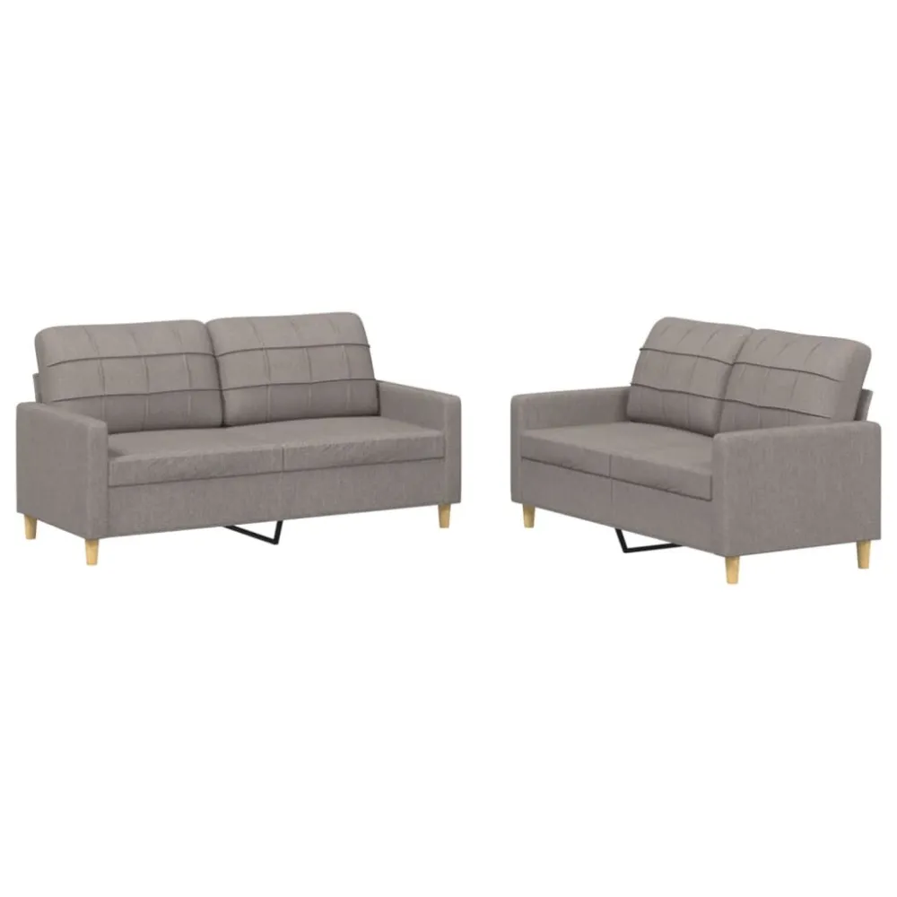 2 pcs conjunto de sofás com almofadões tecido cinza-acastanhado | Resistente à Chuva | Confortável
