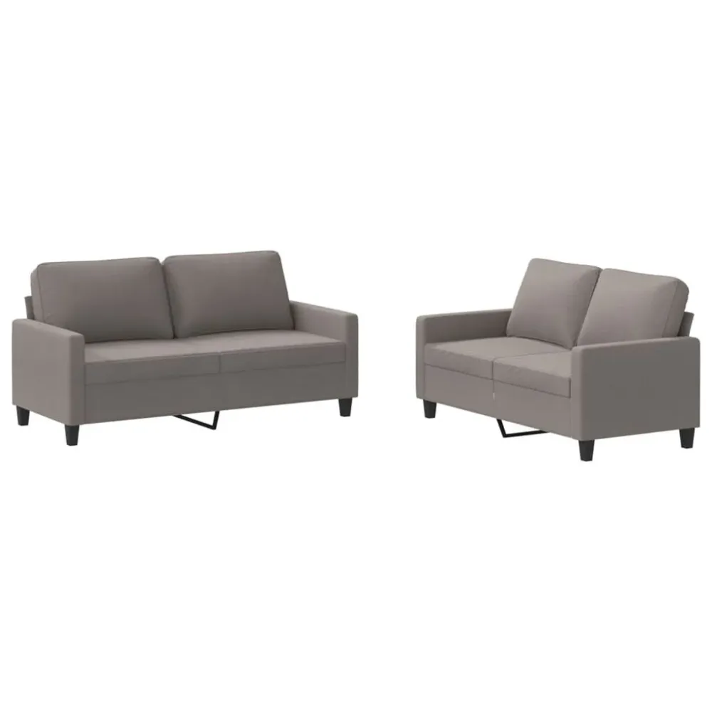 2 pcs conjunto de sofás com almofadões tecido cinza-acastanhado com Almofada Inclusa