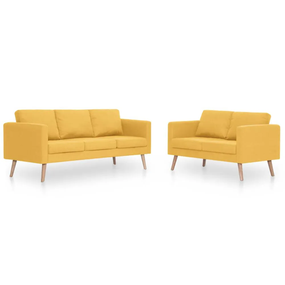 2 pcs conjunto de sofás tecido amarelo com Tecido Impermeável UV