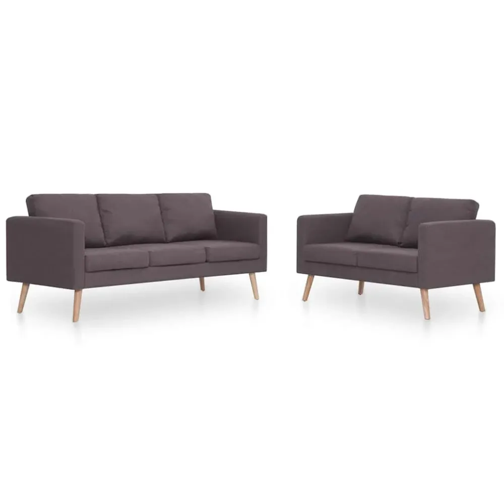 2 pcs conjunto de sofás tecido cinzento-acastanhado com Apoio para Bebidas
