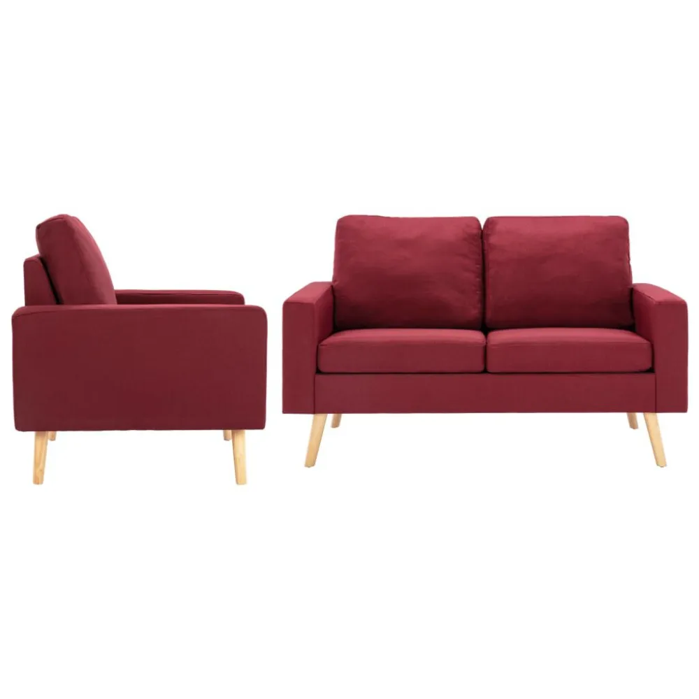 2 pcs conjunto de sofás tecido vermelho tinto em Ferro Forjado
