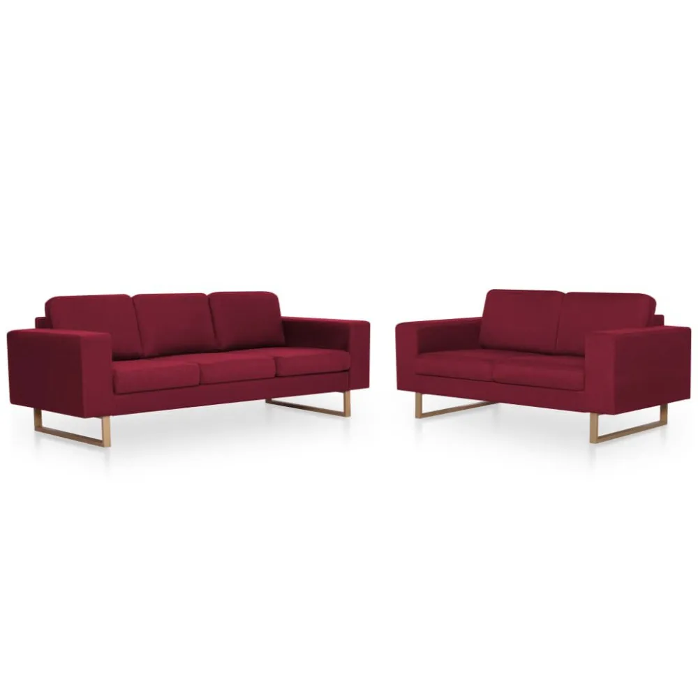 2 pcs conjunto de sofás tecido vermelho tinto com Tecido Impermeável UV