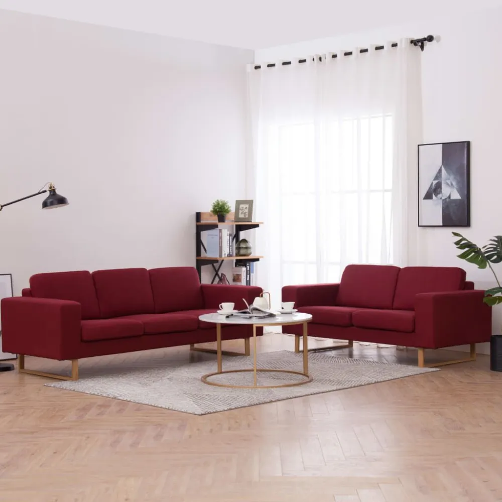 2 pcs conjunto de sofás tecido vermelho tinto com Tecido Impermeável UV