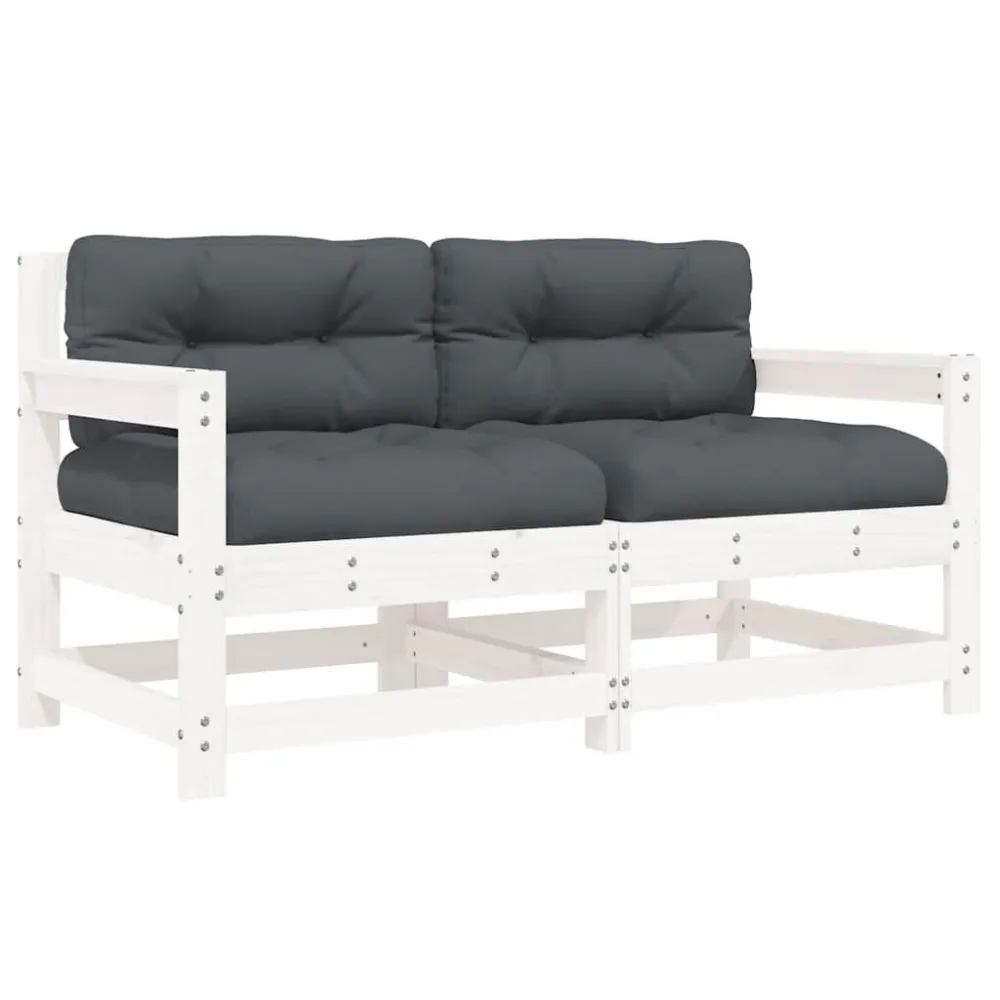 Poltrona de Rattan Cadeiras de jardim com almofadões 2 pcs pinho maciço branco