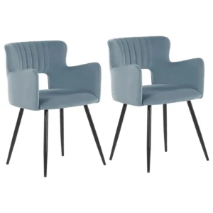 Poltrona de Rattan Conjunto de 2 cadeiras de jantar em veludo azul evidente SANILAC
